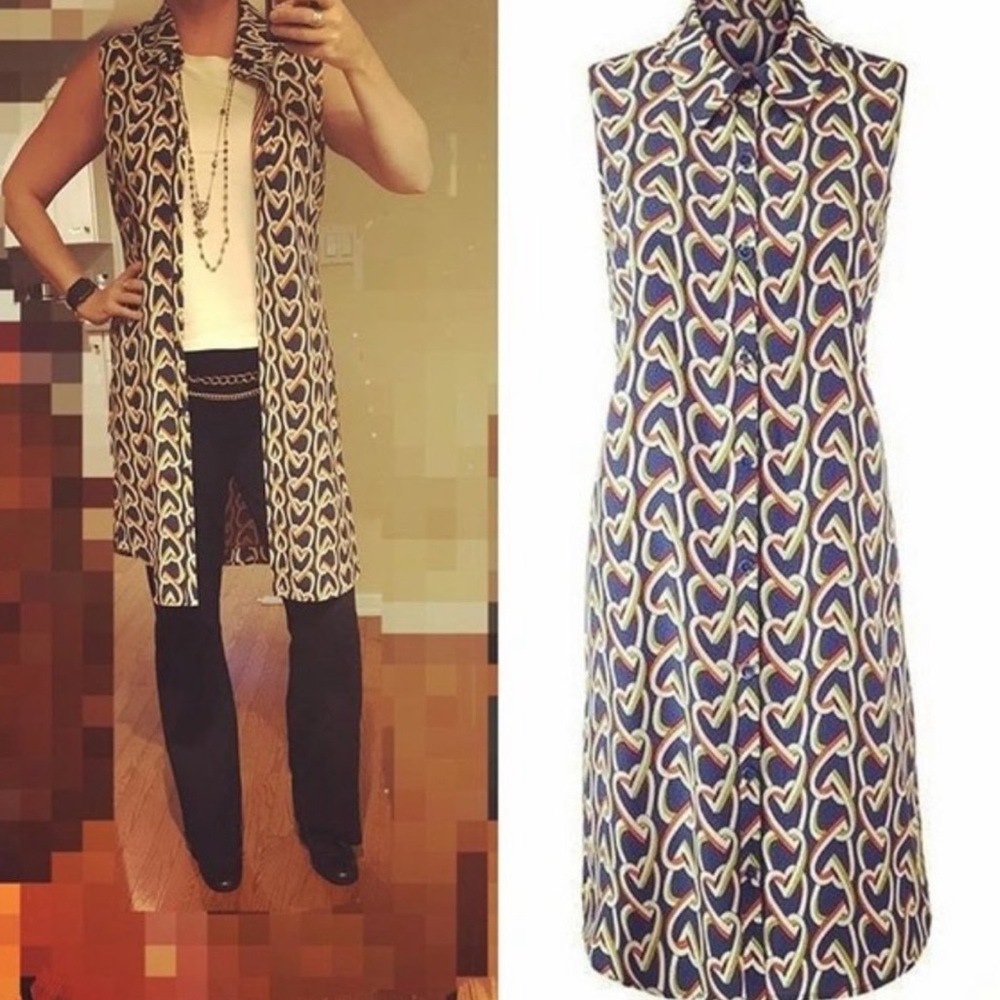 CAbi Amour Heart Print Shirt Button Down Sleeveless Dress - Picture 13 of 15